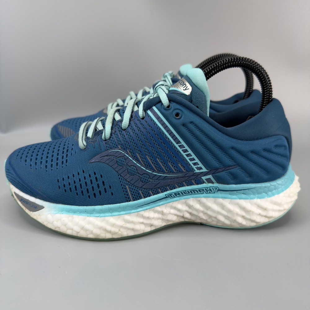 Saucony Triumph 17 Womens 6 Wide Running Shoe Blue White Trainer Lace Up Sneaker - Picture 4 of 16